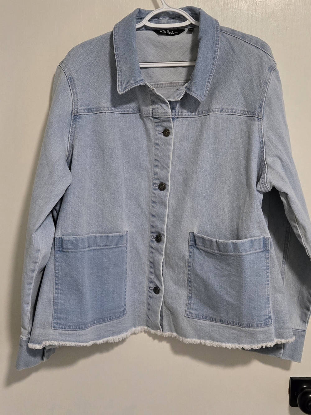 Ulla Popken Light Blue Denim Jacket with Patch Pockets